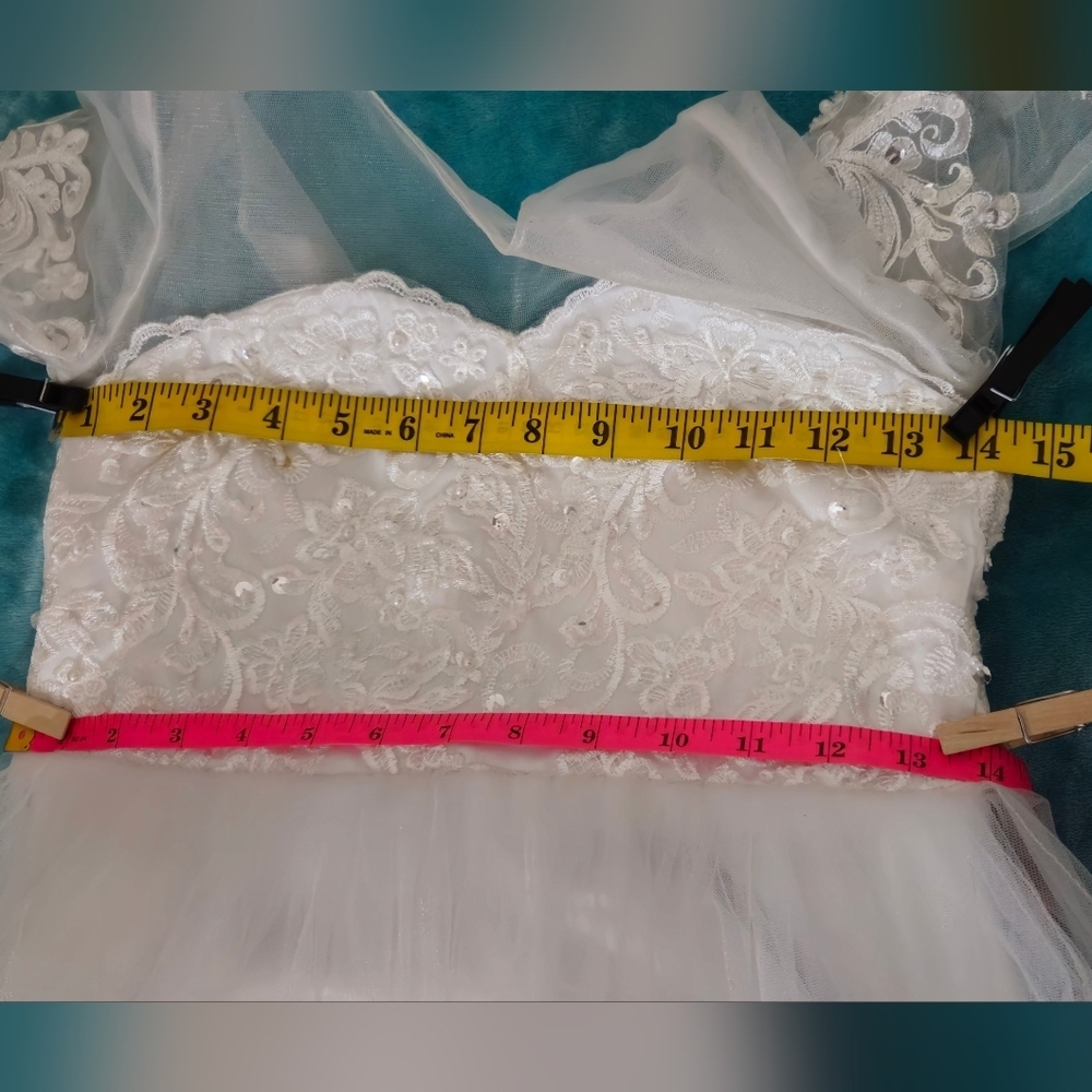 Unbranded White Beaded Tulle First Communion/JR Bridemaid/Formal Dress w/Train - Picture 9 of 12